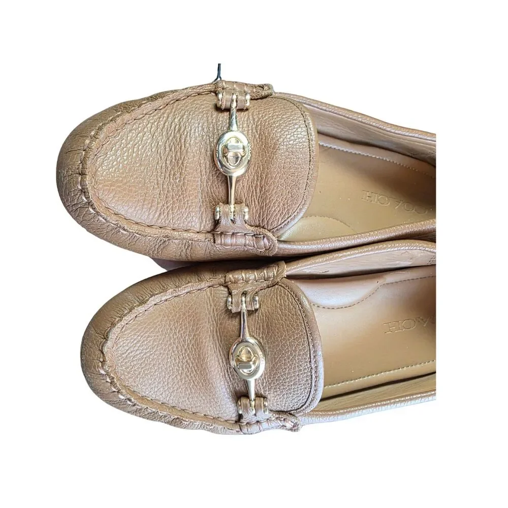 Coach Arlene Chestnut Brown Pebble Leather Turnlock Loafers Flats Size 8